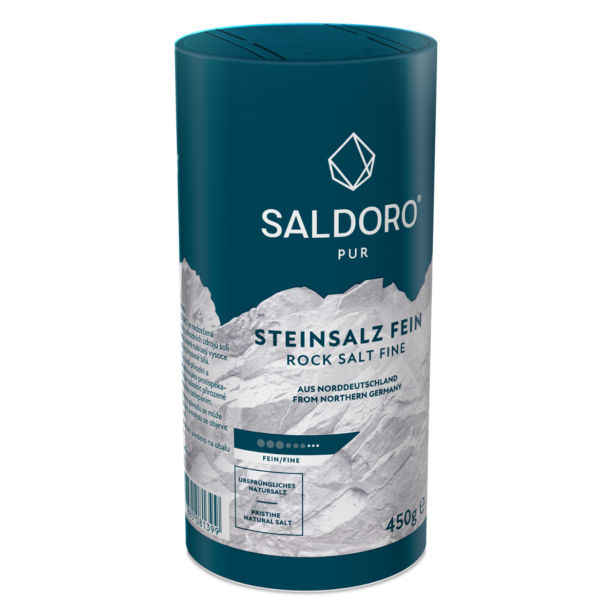 Saldoro Streuer 450g Verpackung seitliche Ansicht