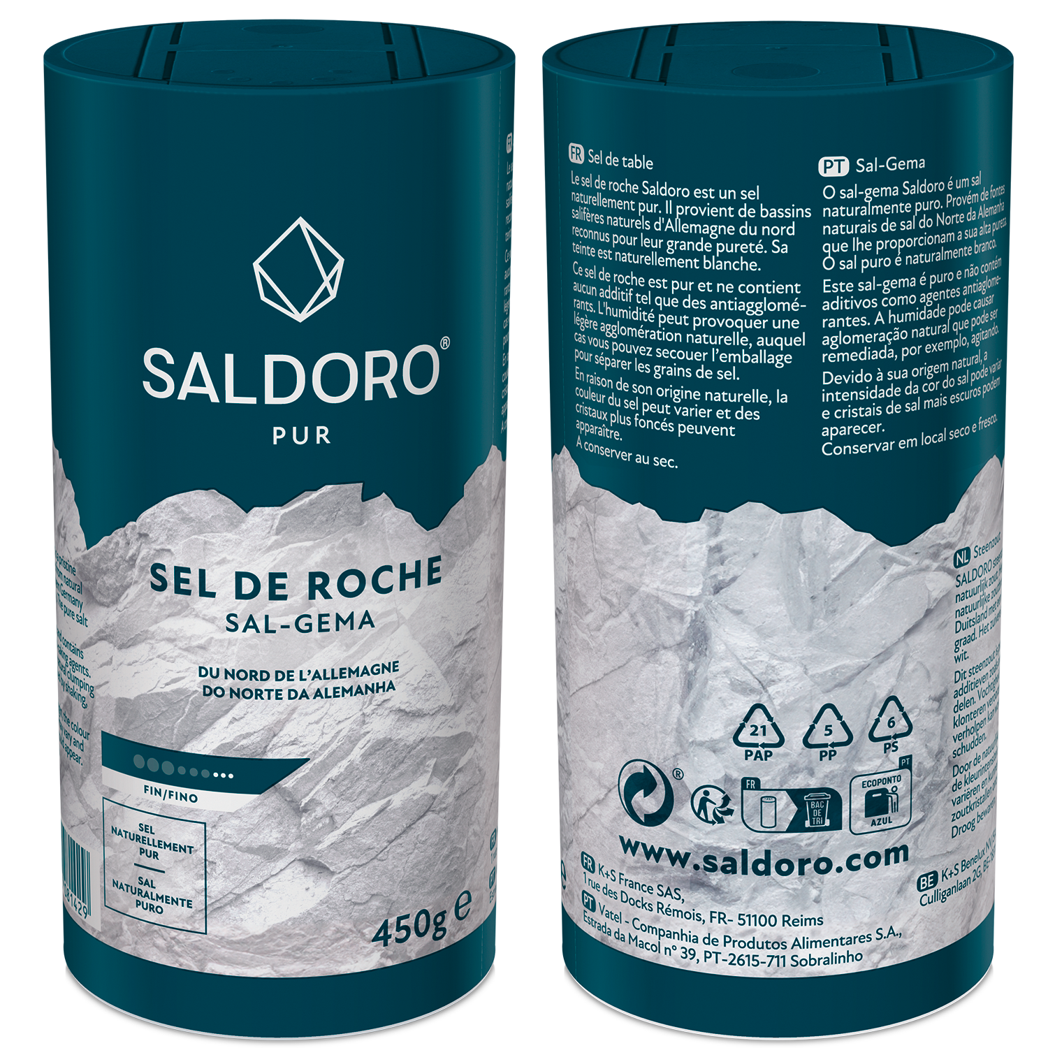 Saldoro Shaker 450g verpakking voor en achter